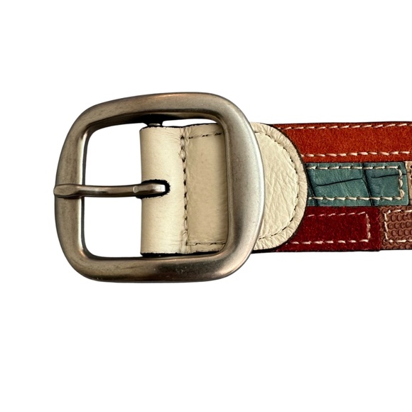 Fossil Women's Size M Leather Belt Patchwork Multi Colored Boho Festival Y2K - Picture 9 of 13
